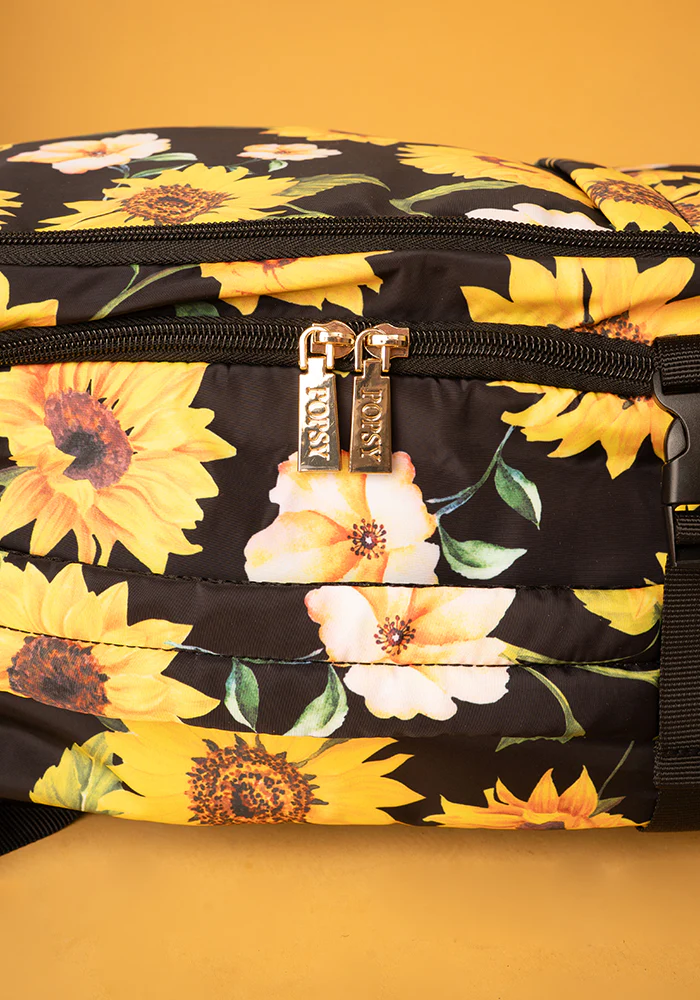 Black Sunflower Print Cabin Bag - Image 9