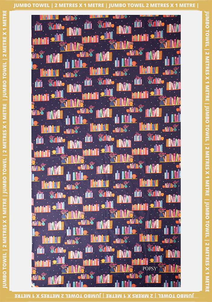 Bookshelf Print Jumbo Bath Sheet