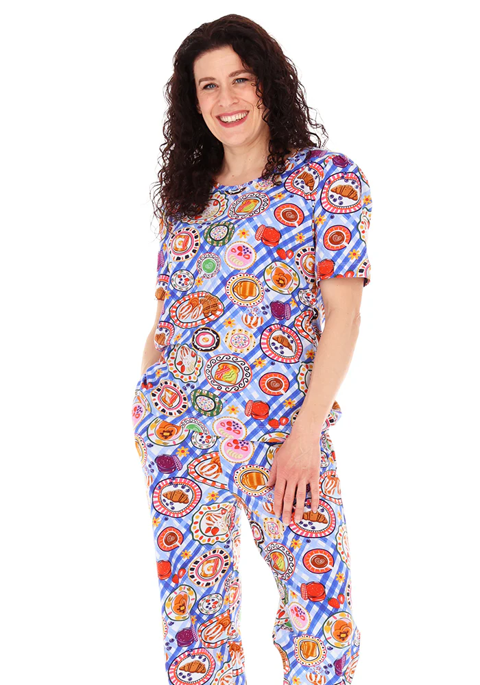 Breakfast Table Print Straight Leg Cotton Pyjama Set - Image 5