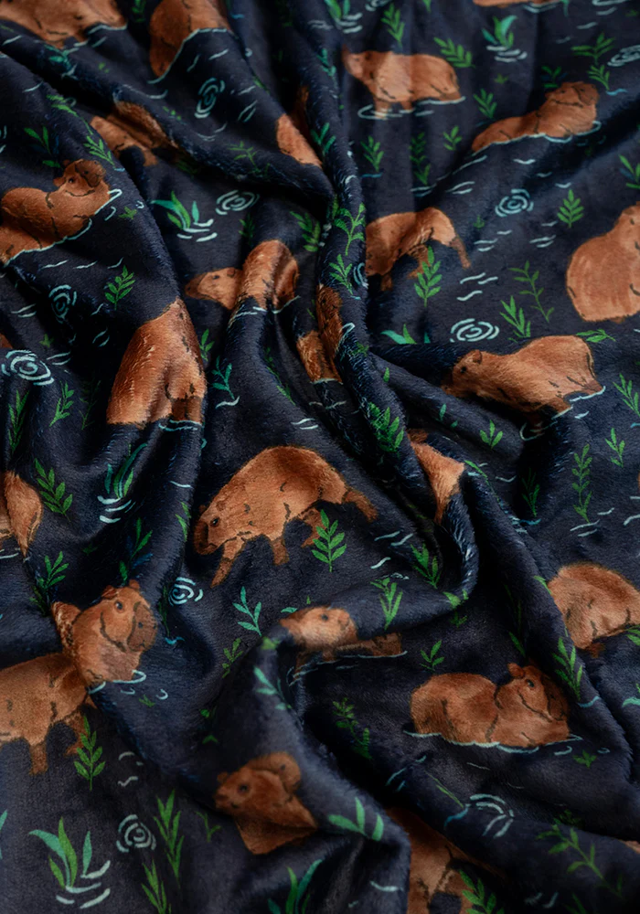 Capybara Print Plush Throw Blanket (Pop-Under) - Image 2