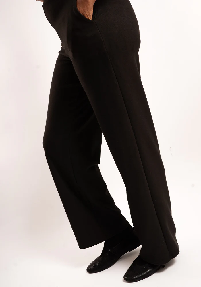 Carly Suede Effect Black Full Length Pull On Trousers - Image 4