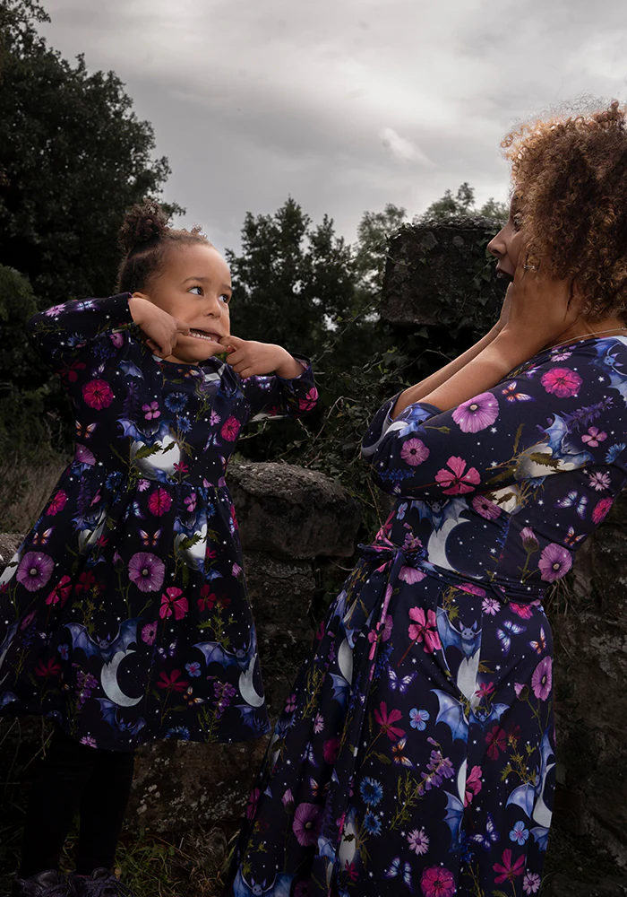 Children's Bat Floral Print Dress (Selvina) - Image 9