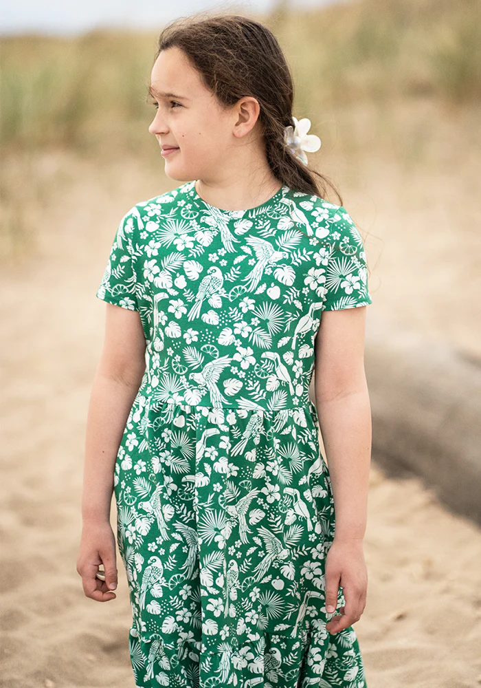 Children's Green Paradise Print Cotton Dress (Aloise) - Image 5