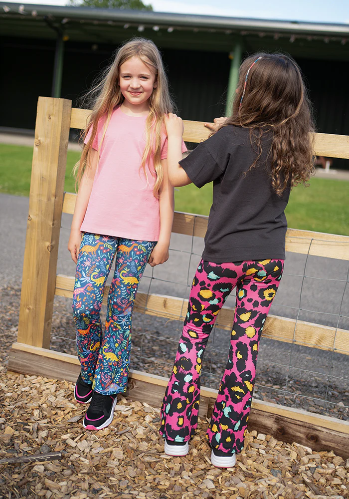 Children's Pink Animal Print Flare Leggings - Image 10