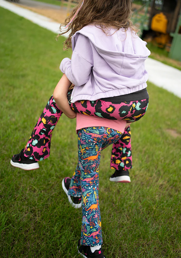 Children's Pink Animal Print Flare Leggings - Image 11