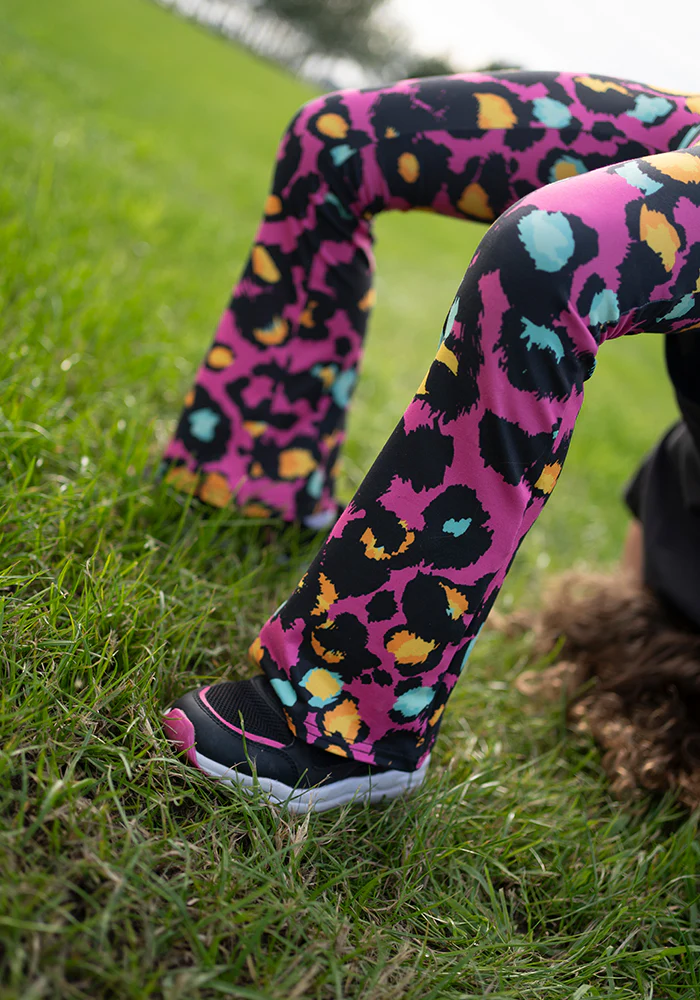 Children's Pink Animal Print Flare Leggings - Image 13