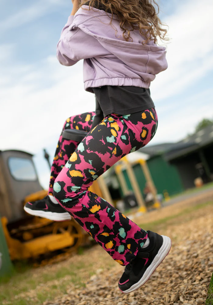 Children's Pink Animal Print Flare Leggings - Image 4