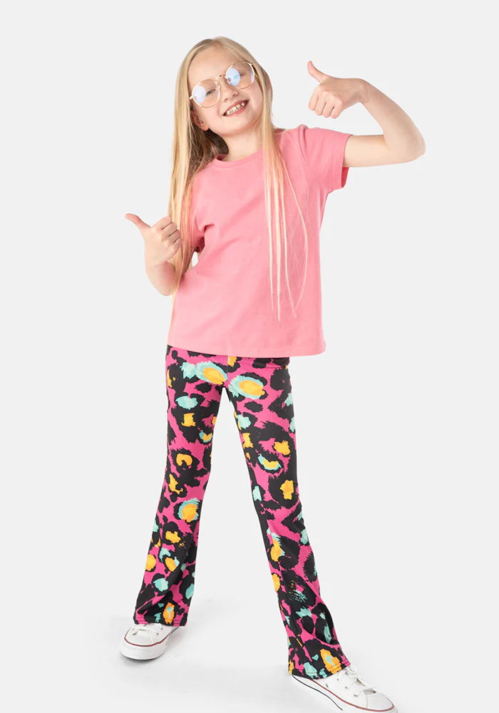Children's Pink Animal Print Flare Leggings - Image 6