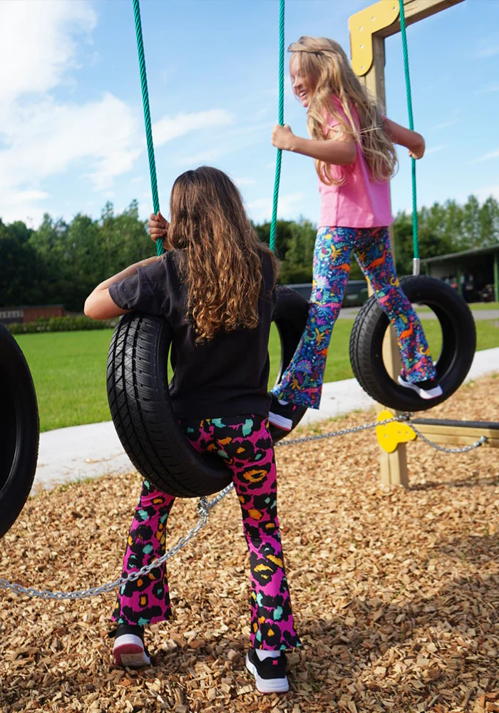 Children's Pink Animal Print Flare Leggings - Image 7