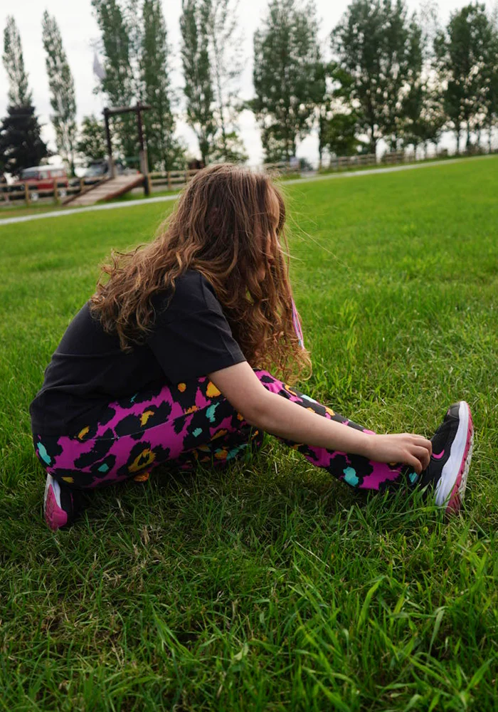 Children's Pink Animal Print Flare Leggings - Image 8