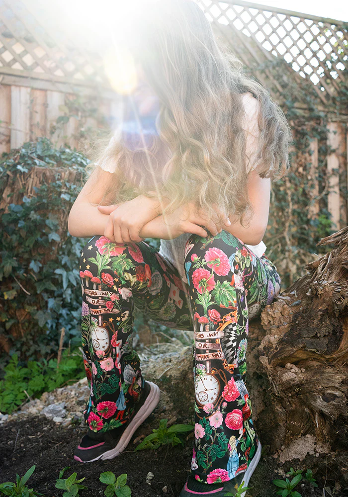Children's Wonderland Print Flare Leggings - Image 4