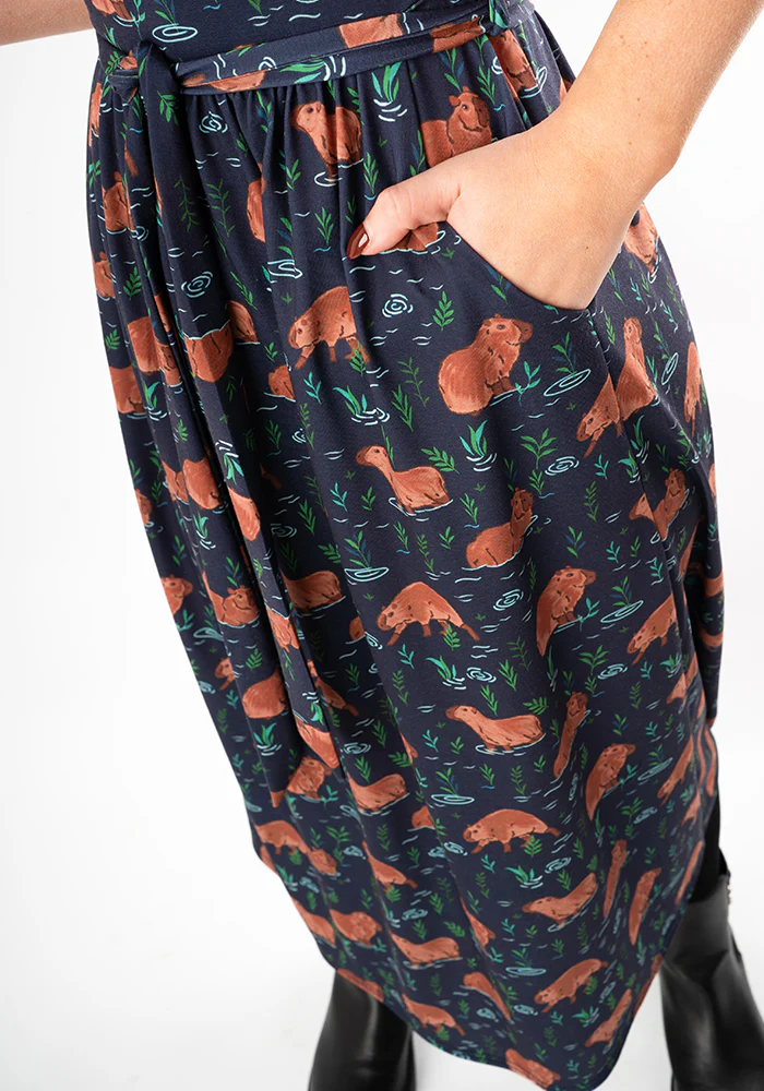 Cicely Capybara Print Jersey Midi Dress - Image 4