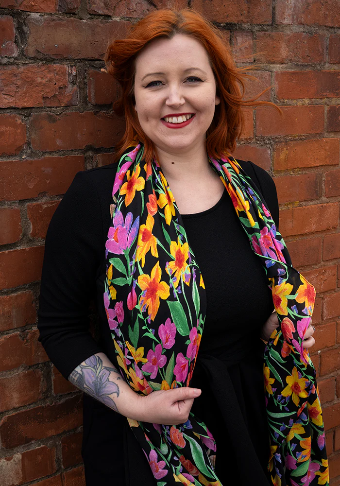 Colourful Women's Lightweight Printed Scarf - Bright Floral Print - Image 3