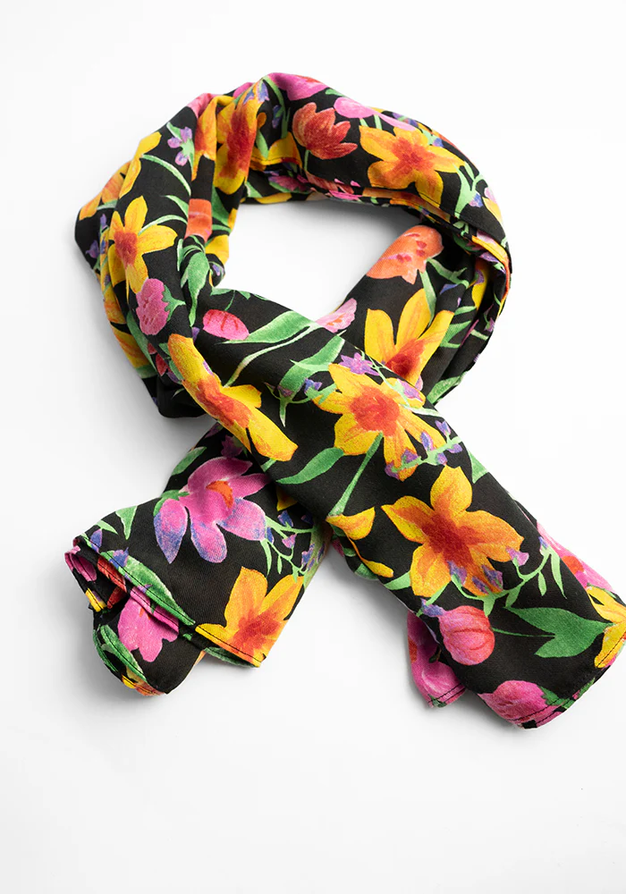 Colourful Women's Lightweight Printed Scarf - Bright Floral Print - Image 4