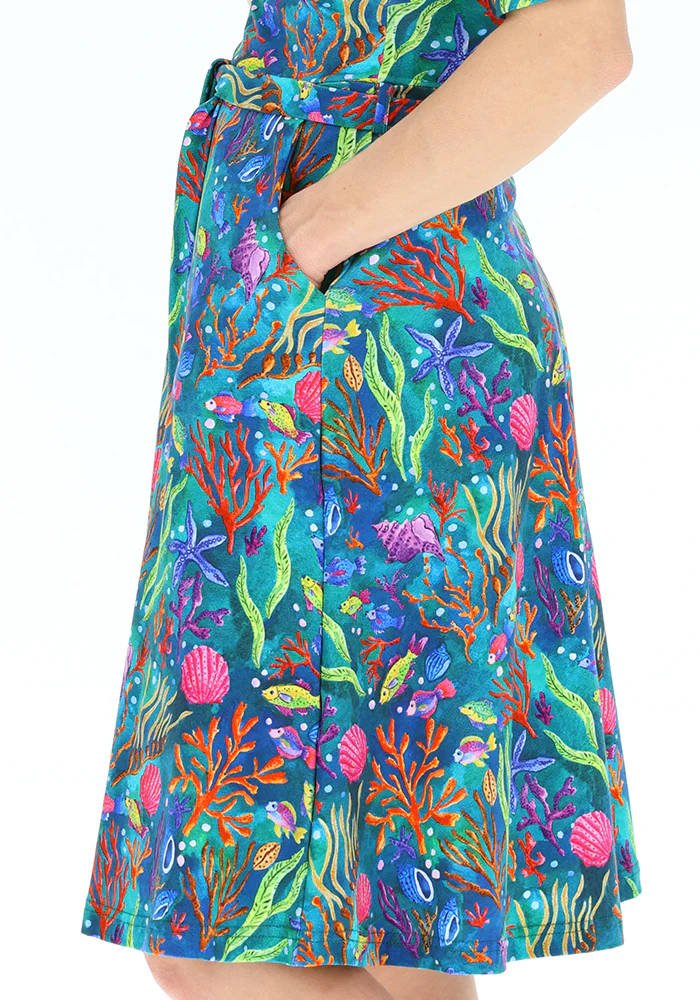 Corali Coral Reef Print Cotton Dress - Image 3