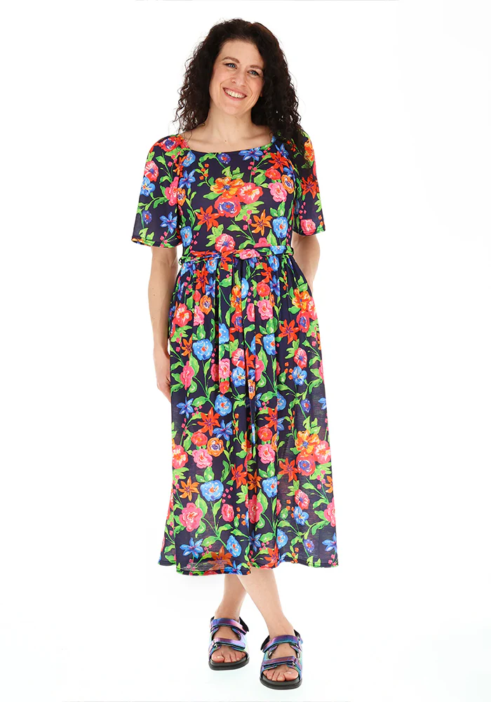Cosette Painted Floral Print Midi Dress