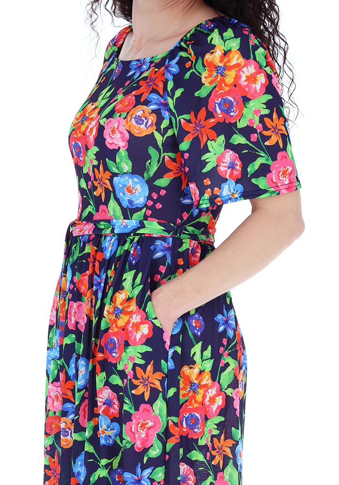 Cosette Painted Floral Print Midi Dress - Image 4