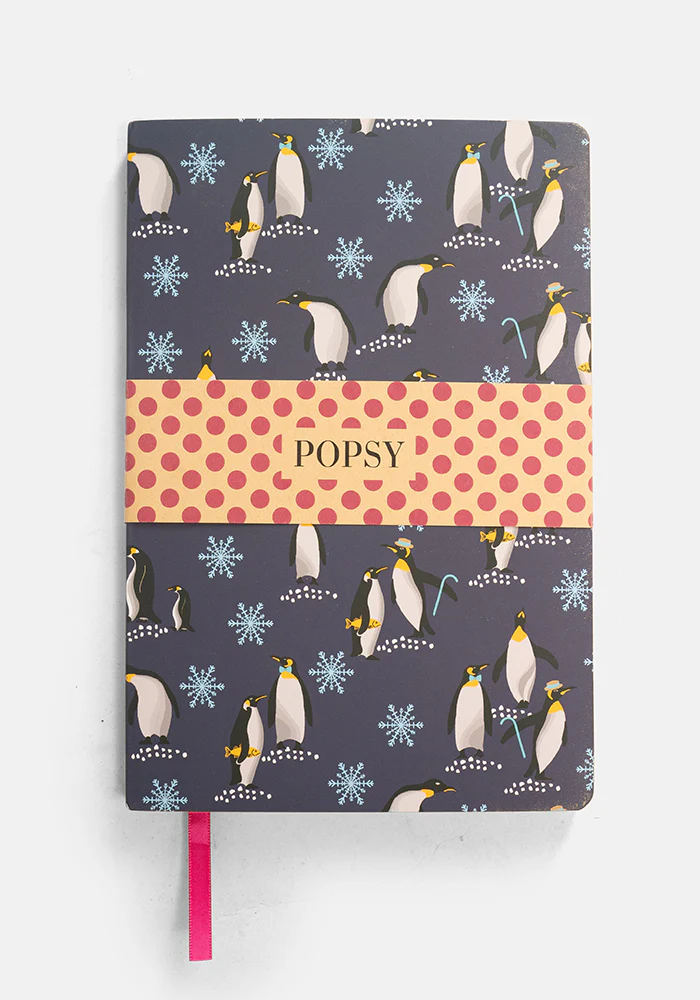 Cute Penguin Print Notebook - Colourful Quirky Journal Gift