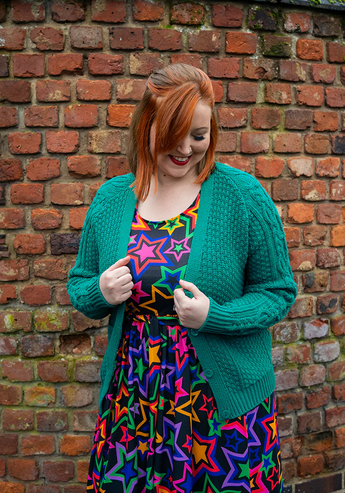 Dark Jade Moss Stitch Cardigan - Image 3