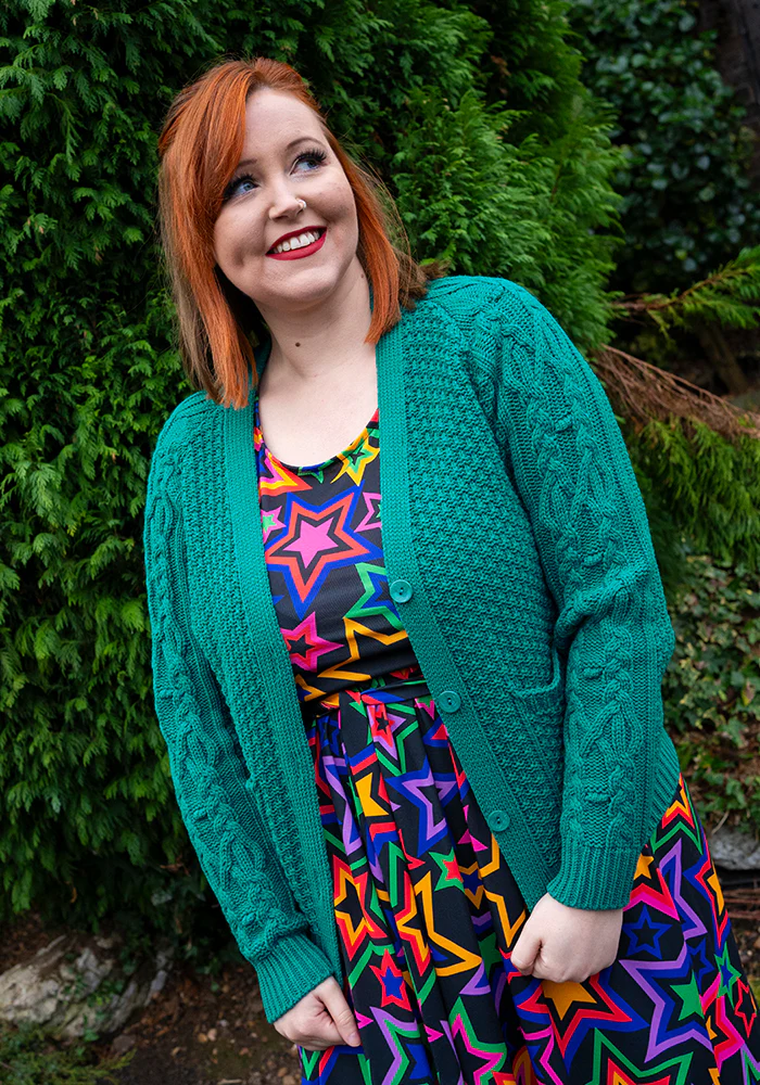 Dark Jade Moss Stitch Cardigan - Image 5