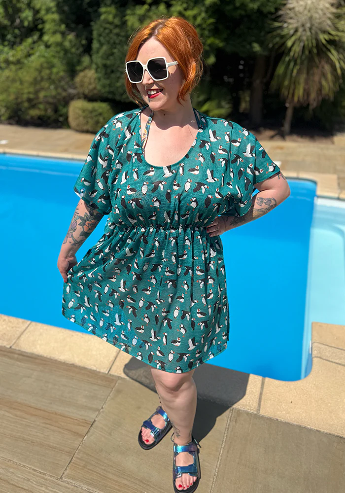 Dylan Teal Puffin Print Cover Up - Image 4