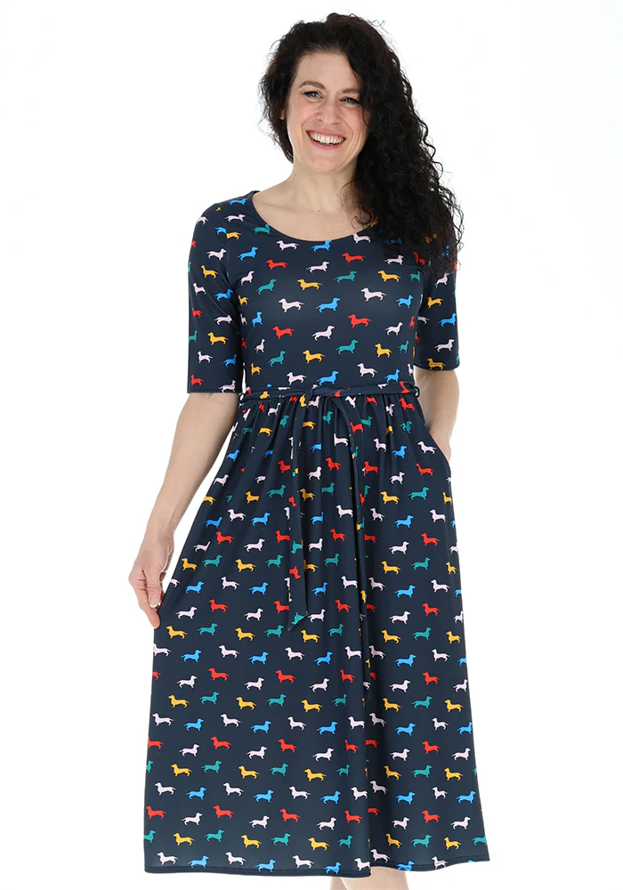 Eastyn Sausage Dogs Print Jersey Midi Dress - Image 3