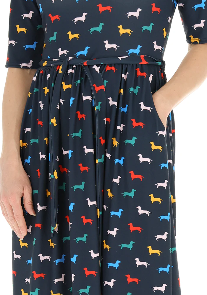 Eastyn Sausage Dogs Print Jersey Midi Dress - Image 4