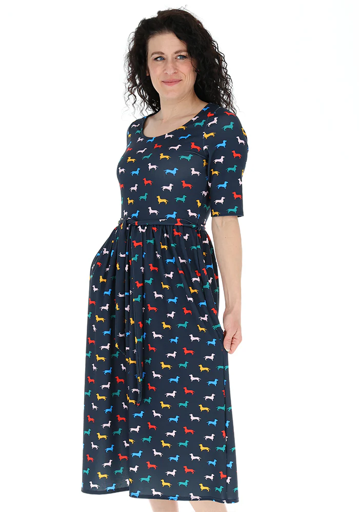 Eastyn Sausage Dogs Print Jersey Midi Dress - Image 5