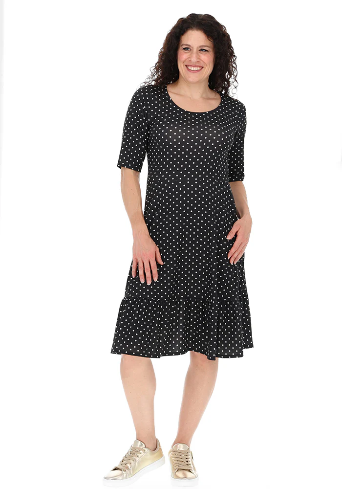 Eda Black & White Spot Print Cotton Dress - Image 3