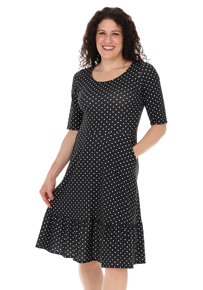 Eda Black & White Spot Print Cotton Dress - Image 4