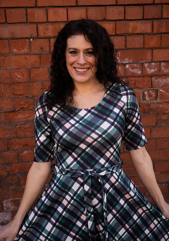 Eilish Green Check Print Swing Dress - Image 11