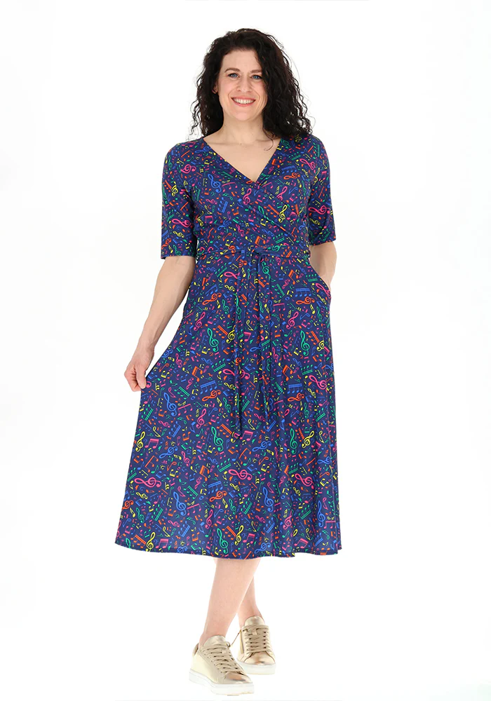 Elianna Musical Notes Print Jersey Midi Dress - Image 3