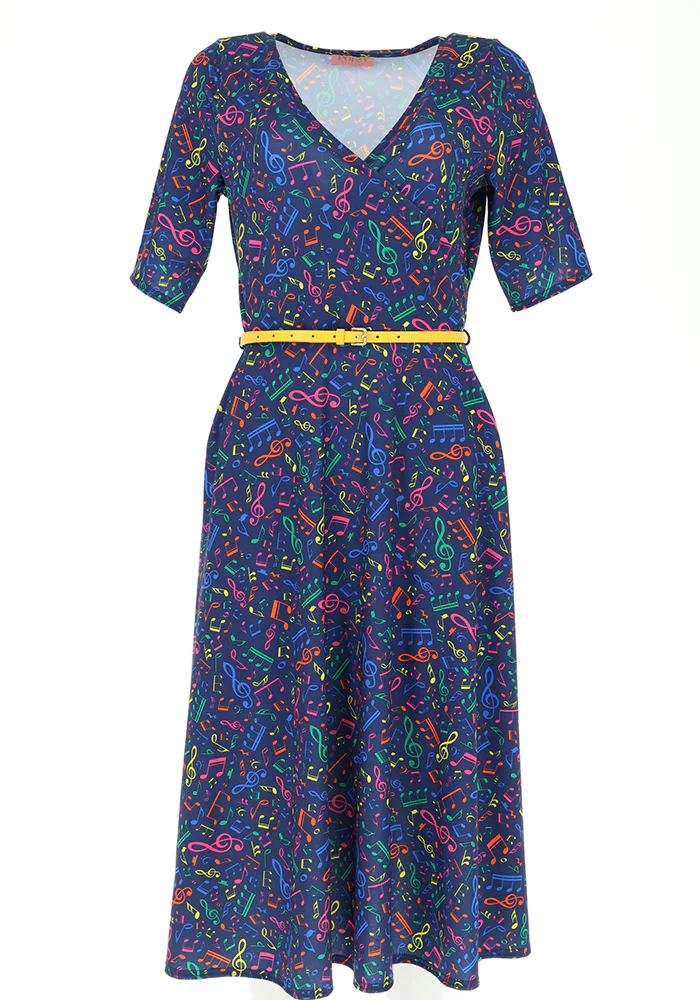 Elianna Musical Notes Print Jersey Midi Dress - Image 6