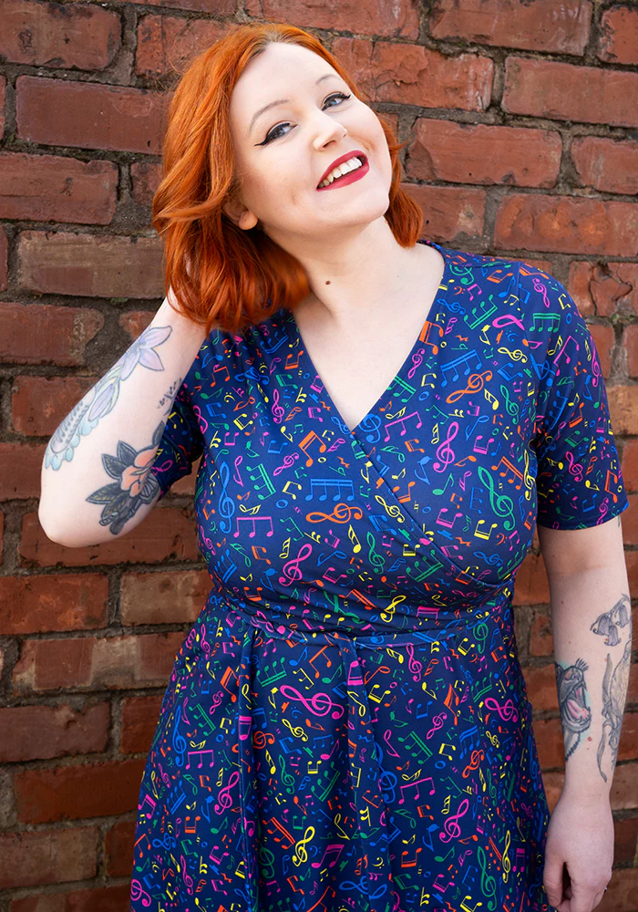Elianna Musical Notes Print Jersey Midi Dress - Image 7