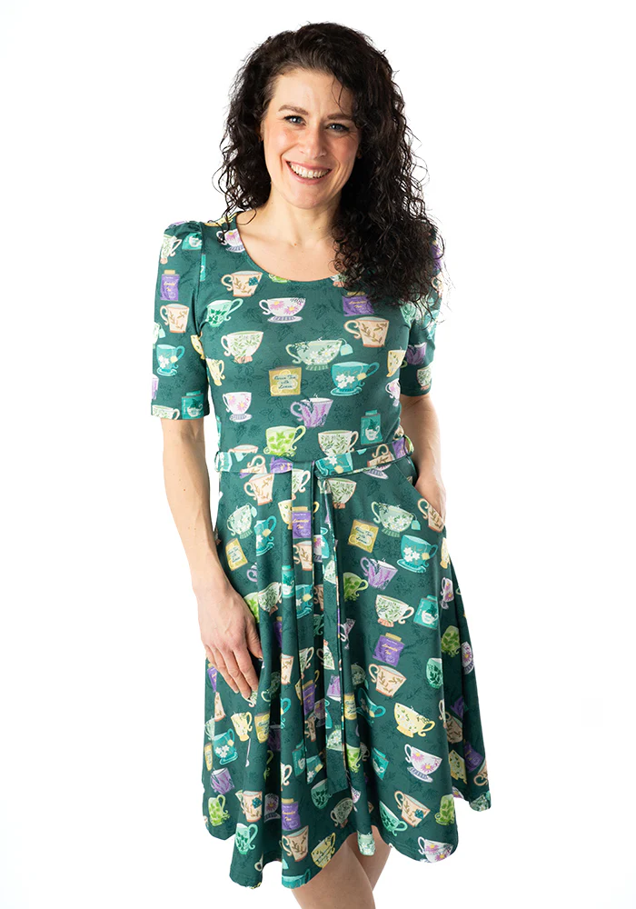 Ella-Rose Herbal Tea Print Cotton Dress - Image 6