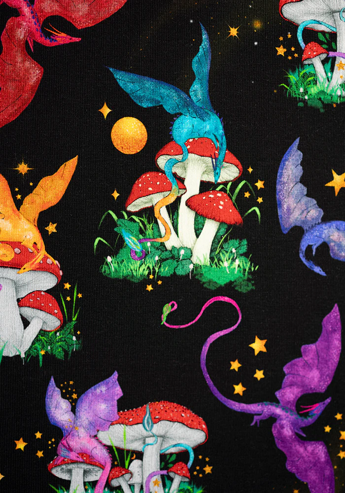 Elysia Dragons & Mushroom Print Cotton Midi Dress - Image 2