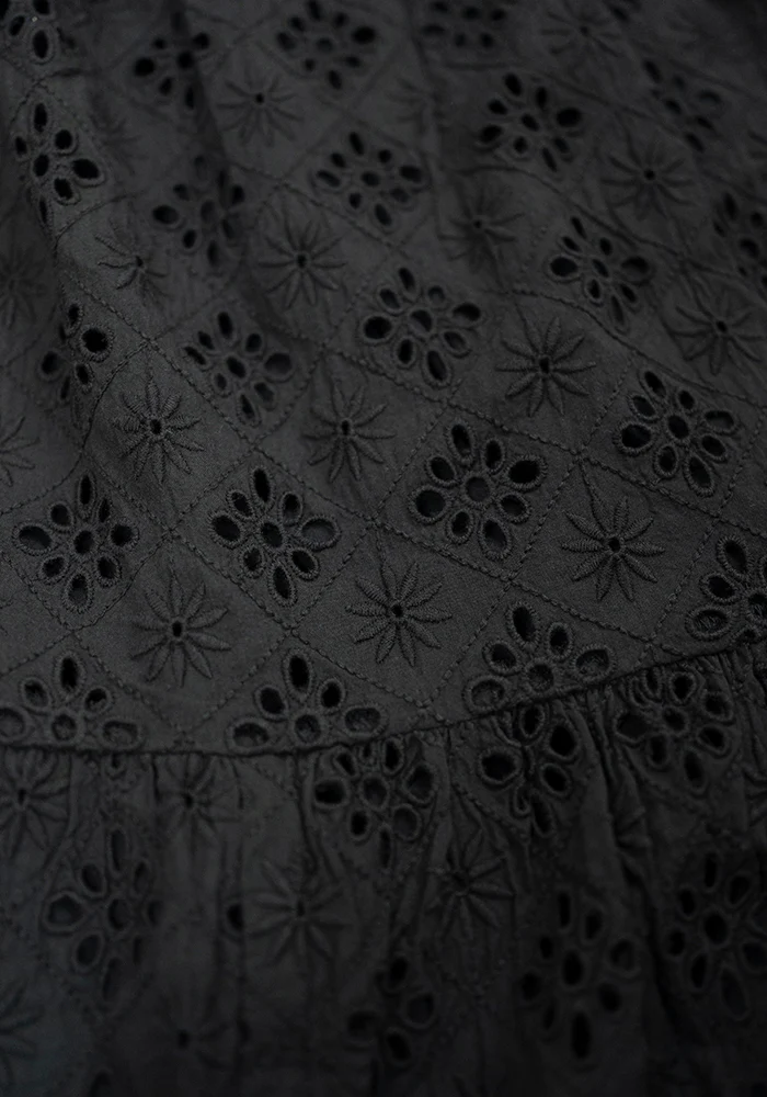 Emblyn Black Broderie Anglaise Cotton Tiered Dress - Image 2