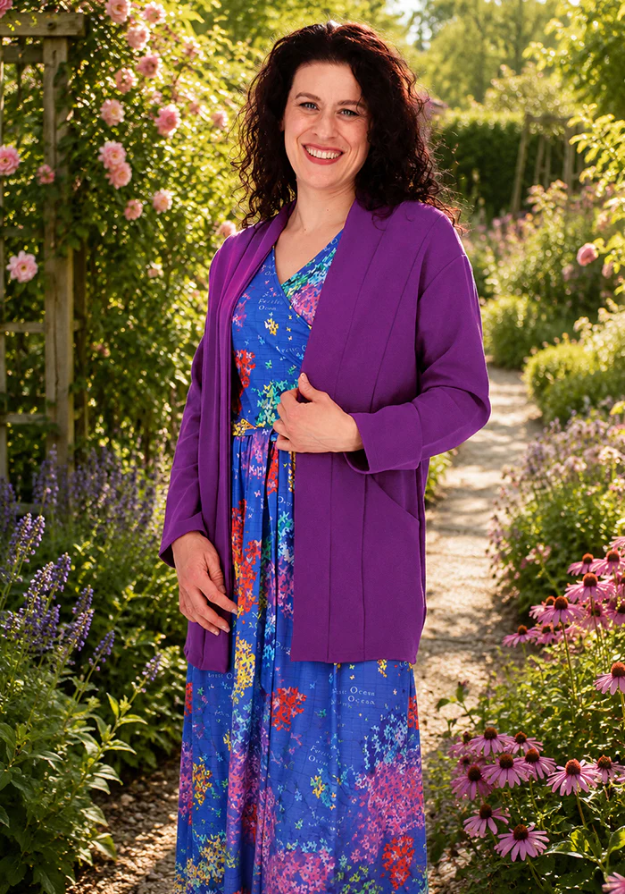 Emma Petunia Textured Crepe Shawl Collar Casual Coatigan