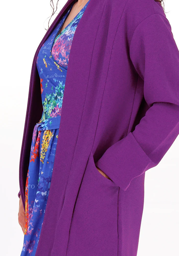 Emma Petunia Textured Crepe Shawl Collar Casual Coatigan - Image 2