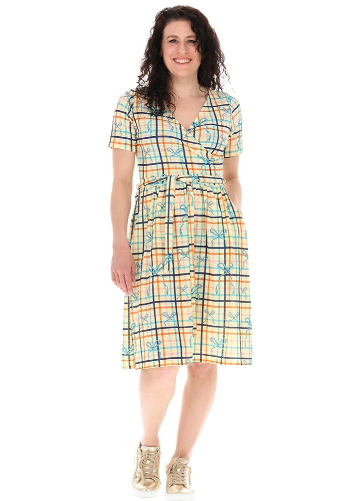 Evelora Lemon Check Print Dress - Image 3