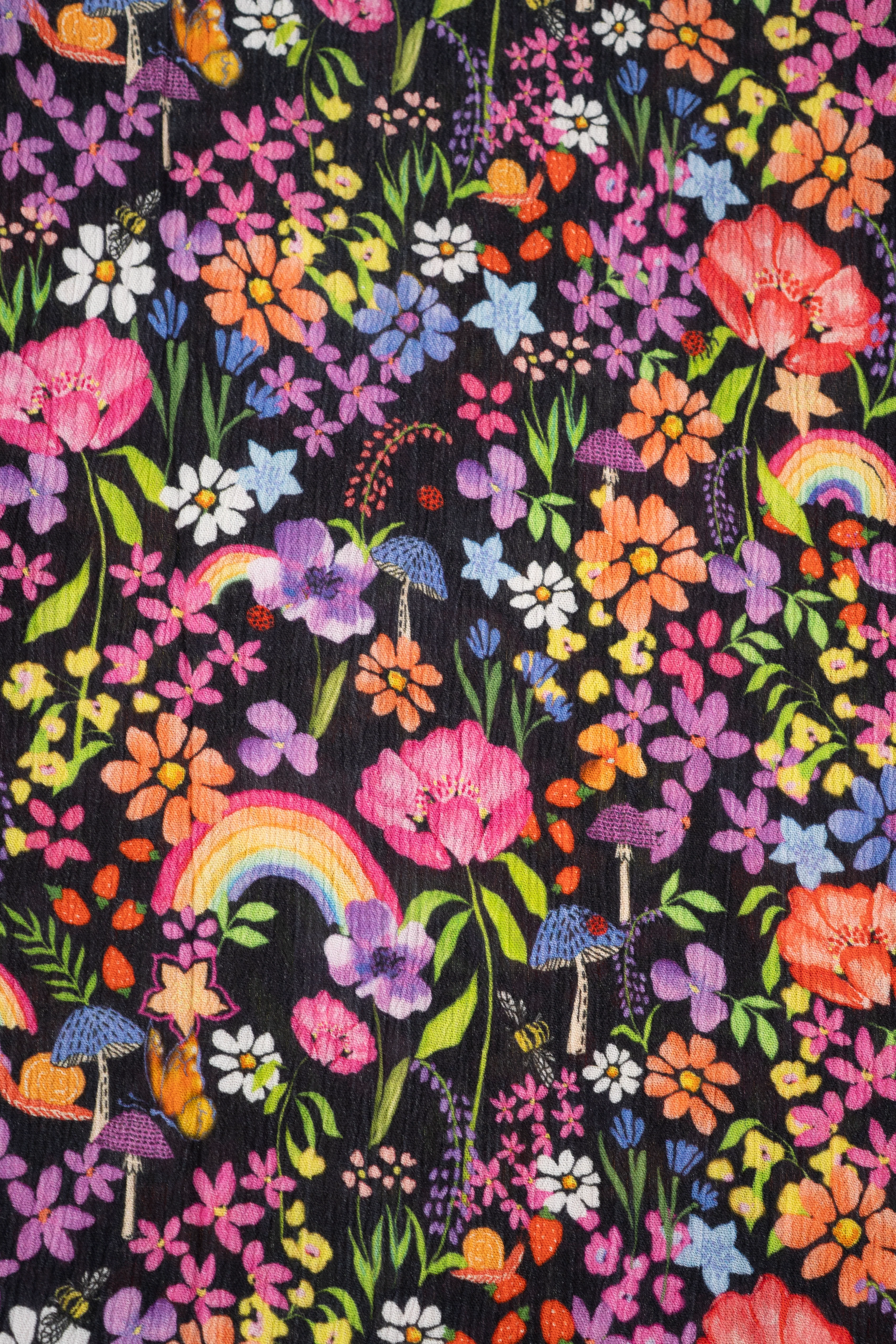 Every Garden Rainbow Print Woven Tiered Hem Dress - Image 2