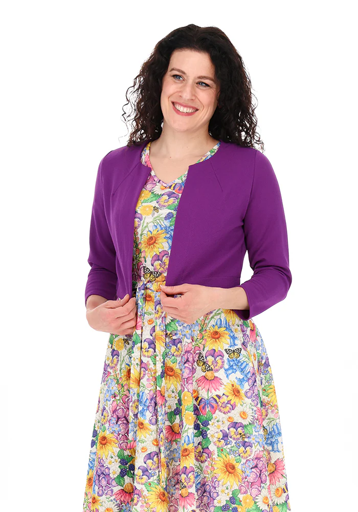 Evita Petunia Textured Crepe Bolero Jacket