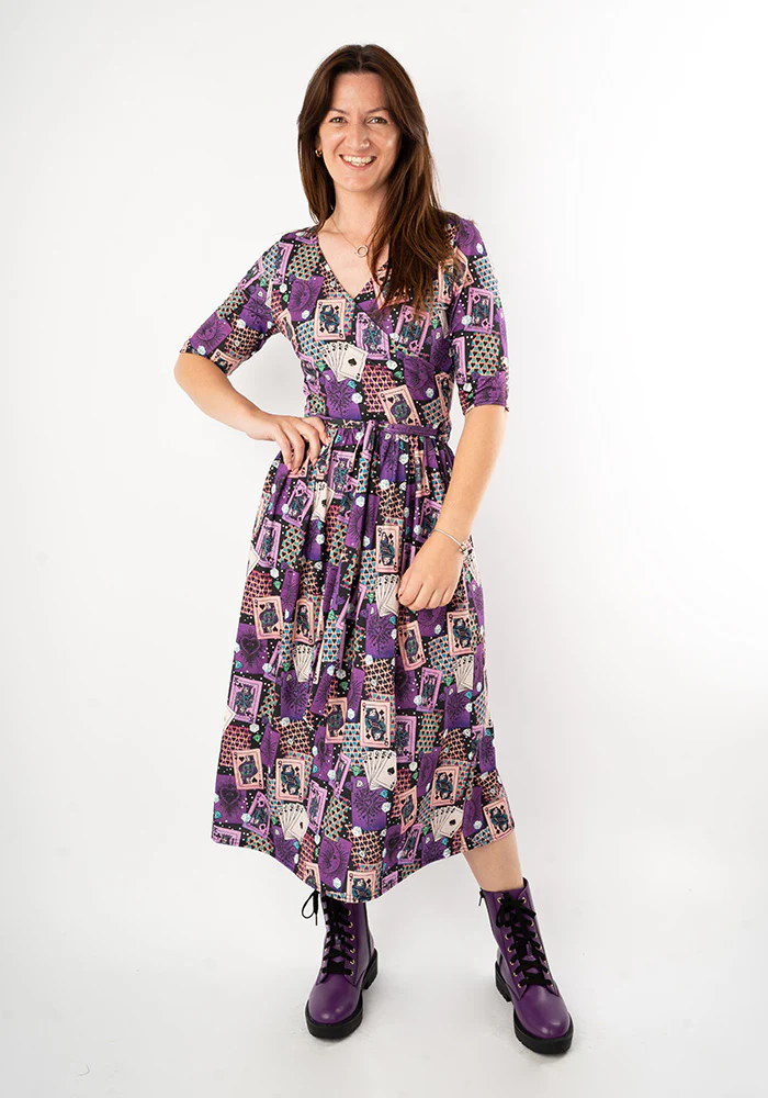 Fabienne Card Games Print Jersey Midi Dress - Image 3