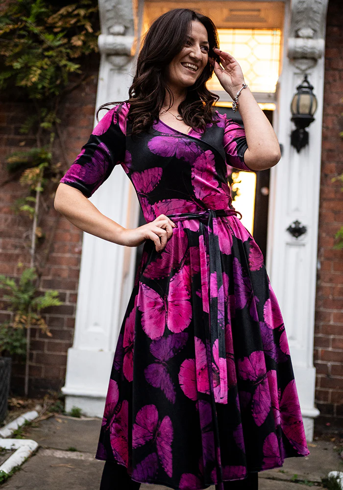 Farasha Butterfly Printed Velour Swing Dress - Image 6