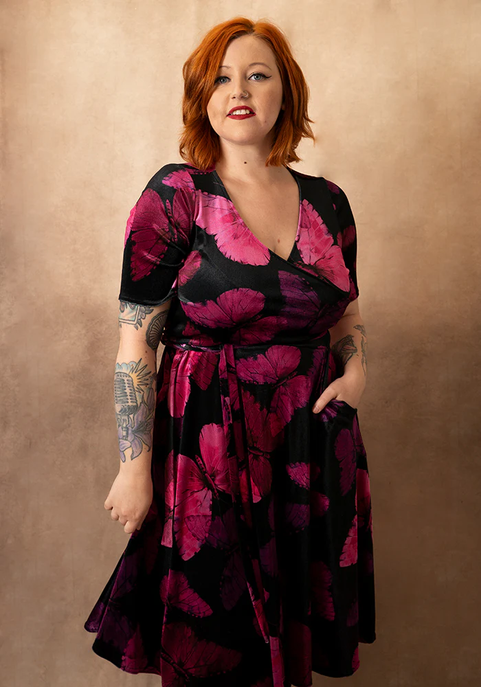 Farasha Butterfly Printed Velour Swing Dress - Image 7