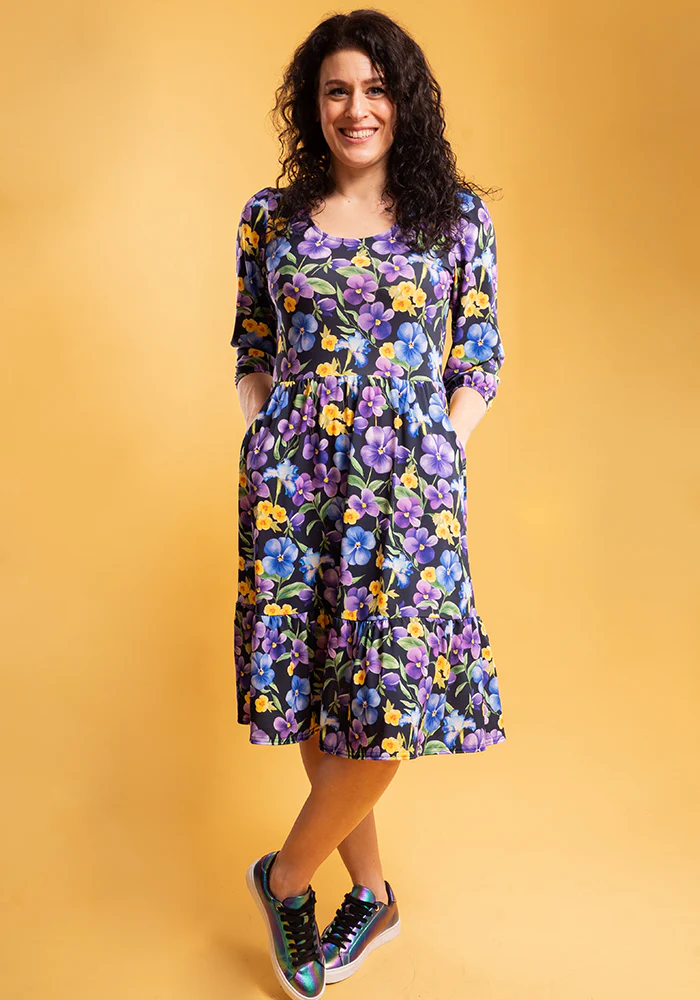 February Birth Flower Violet Print Dress - Image 9