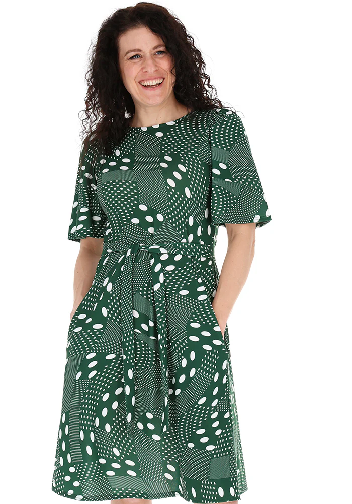 Fernabel Multi Spot Print Jersey Trapeze Dress