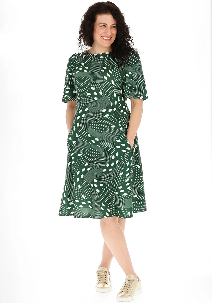 Fernabel Multi Spot Print Jersey Trapeze Dress - Image 3