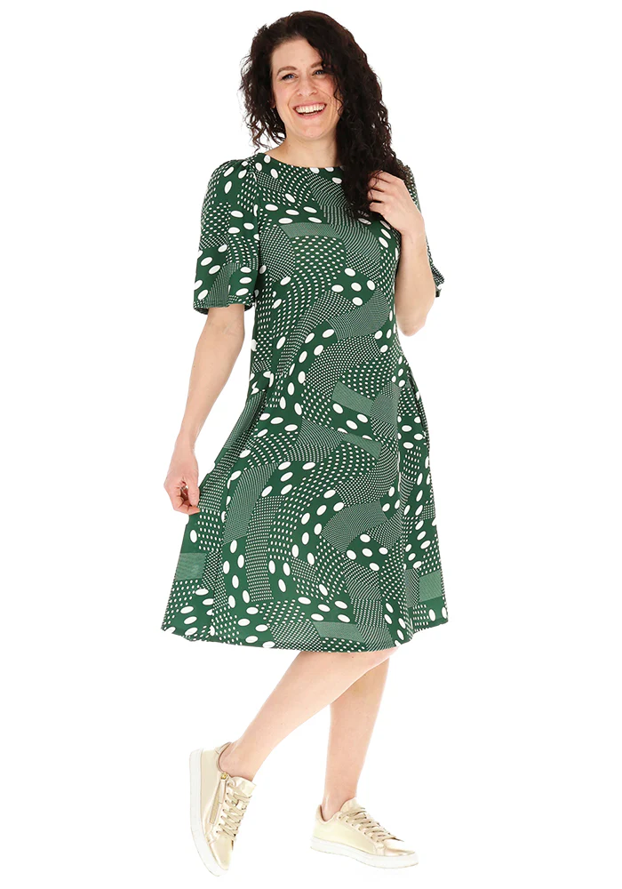 Fernabel Multi Spot Print Jersey Trapeze Dress - Image 5