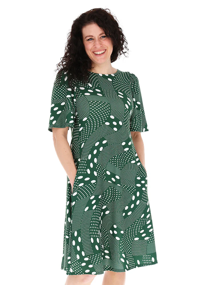 Fernabel Multi Spot Print Jersey Trapeze Dress - Image 6
